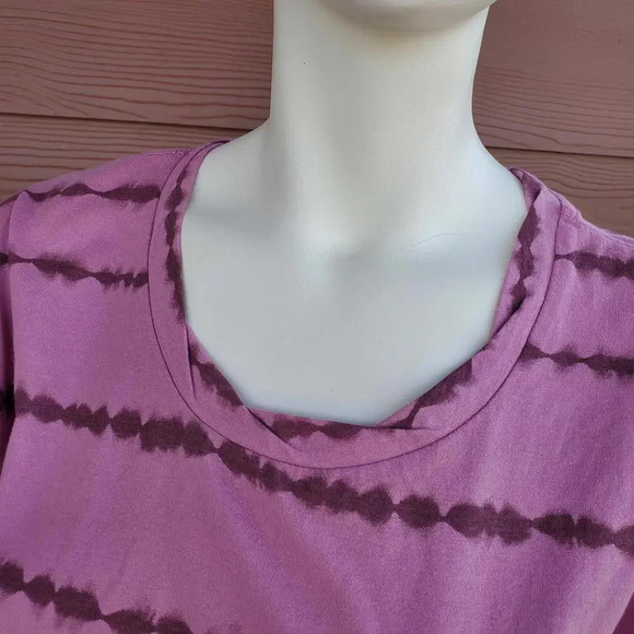 NWT Mighty Fine Purple Striped Roll Cuff Tee Women's Size Medium Let's Sleep In - Picture 10 of 13